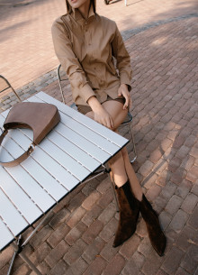 Рубашка с фигурными манжетами и двойной кокеткой фото 523