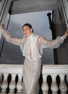 Блуза с бантом из шелка фото 1232226