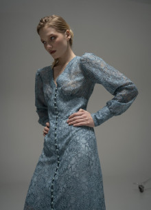 Платье миди с корсетным лифом и акцентными манжетами фото 776