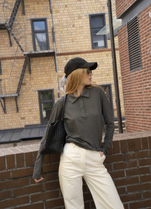 Майка поло из вискозы с длинным руковом фото 1232455