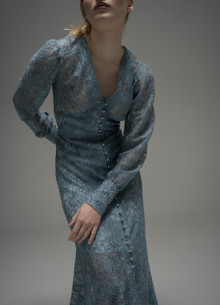 Платье миди с корсетным лифом и акцентными манжетами фото 1232535