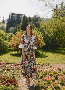 Платье в эксклюзивном цветочном принте с шитьем фото 958