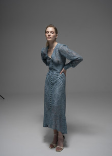 Платье миди с корсетным лифом и акцентными манжетами фото 1232533