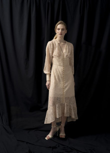 Платье миди с корсетным лифом и акцентными манжетами фото 1232530